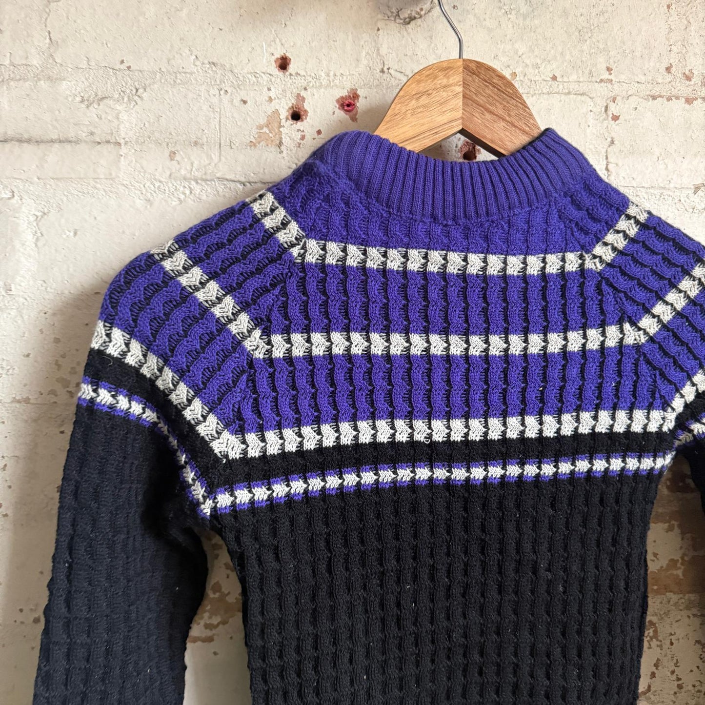 1940s 1950s Purple Stripe Knitted Wool Jumper