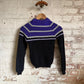1940s 1950s Purple Stripe Knitted Wool Jumper