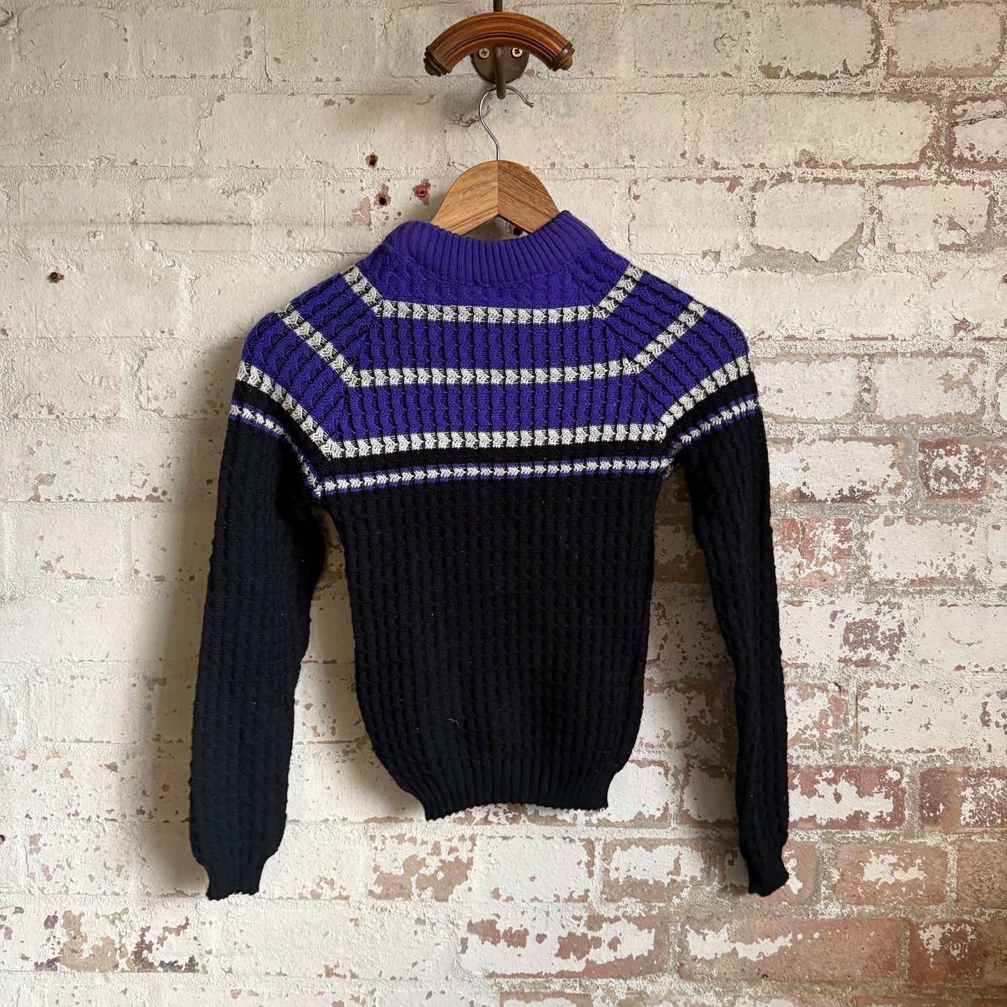 1940s 1950s Purple Stripe Knitted Wool Jumper