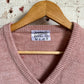 1980s Pink Knitted Wool V-Neck Jumper
