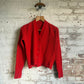 1960s Red Wool Knitted Cardigan Jumper