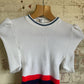 1970s White Knitted Stripe T-Shirt Jumper