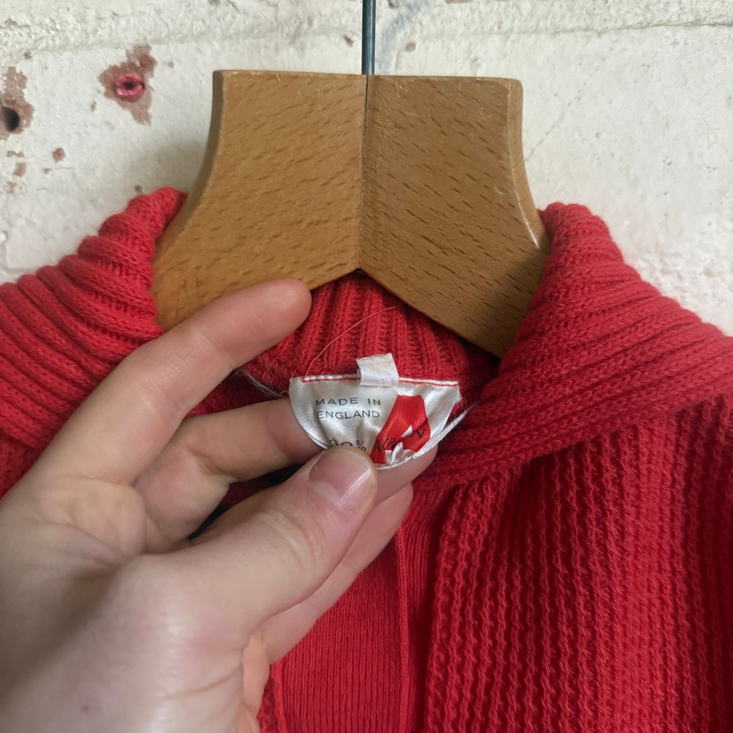1960s Red Knitted Button Cardigan Jumper