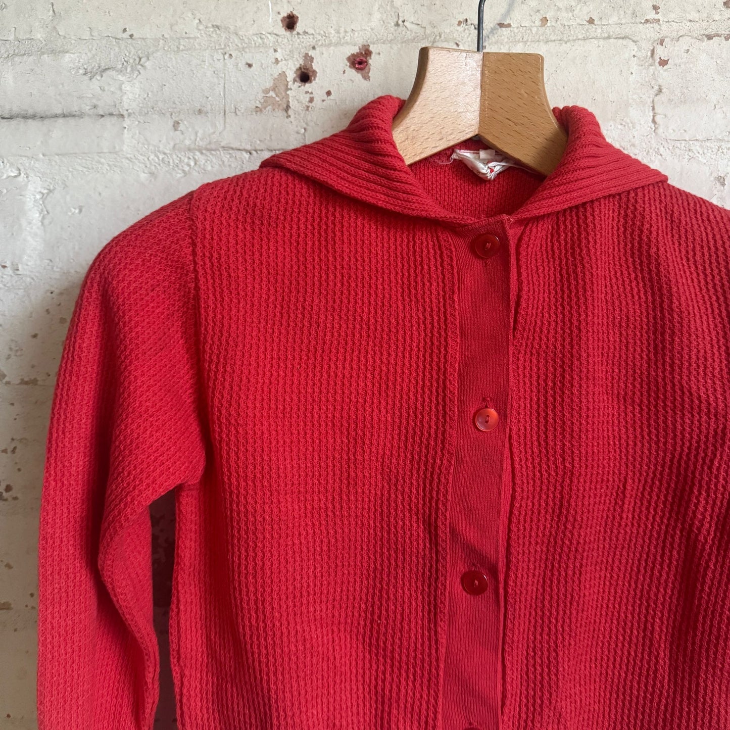 1960s Red Knitted Button Cardigan Jumper
