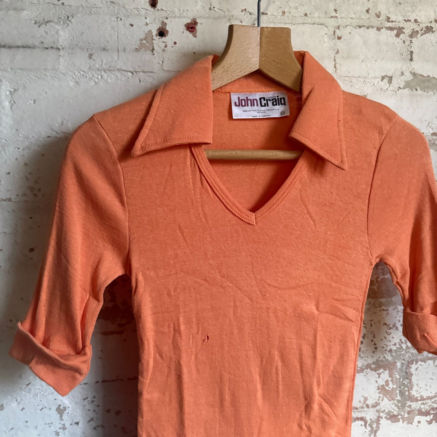 1970s Peach Orange John Craig Polo Shirt Top