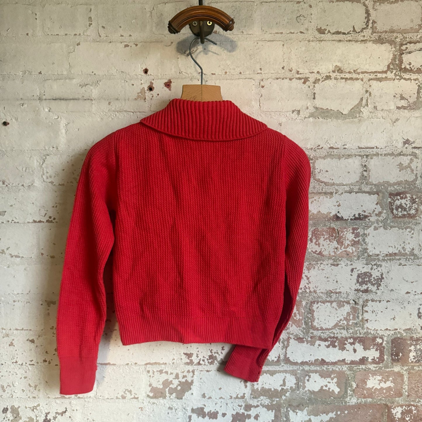 1960s Red Knitted Button Cardigan Jumper
