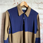 1970s Navy and Brown John Smedley Polo Shirt Top