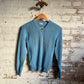 1940s Blue Knitted Wool V-Neck Jumper