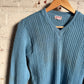 1940s Blue Knitted Wool V-Neck Jumper