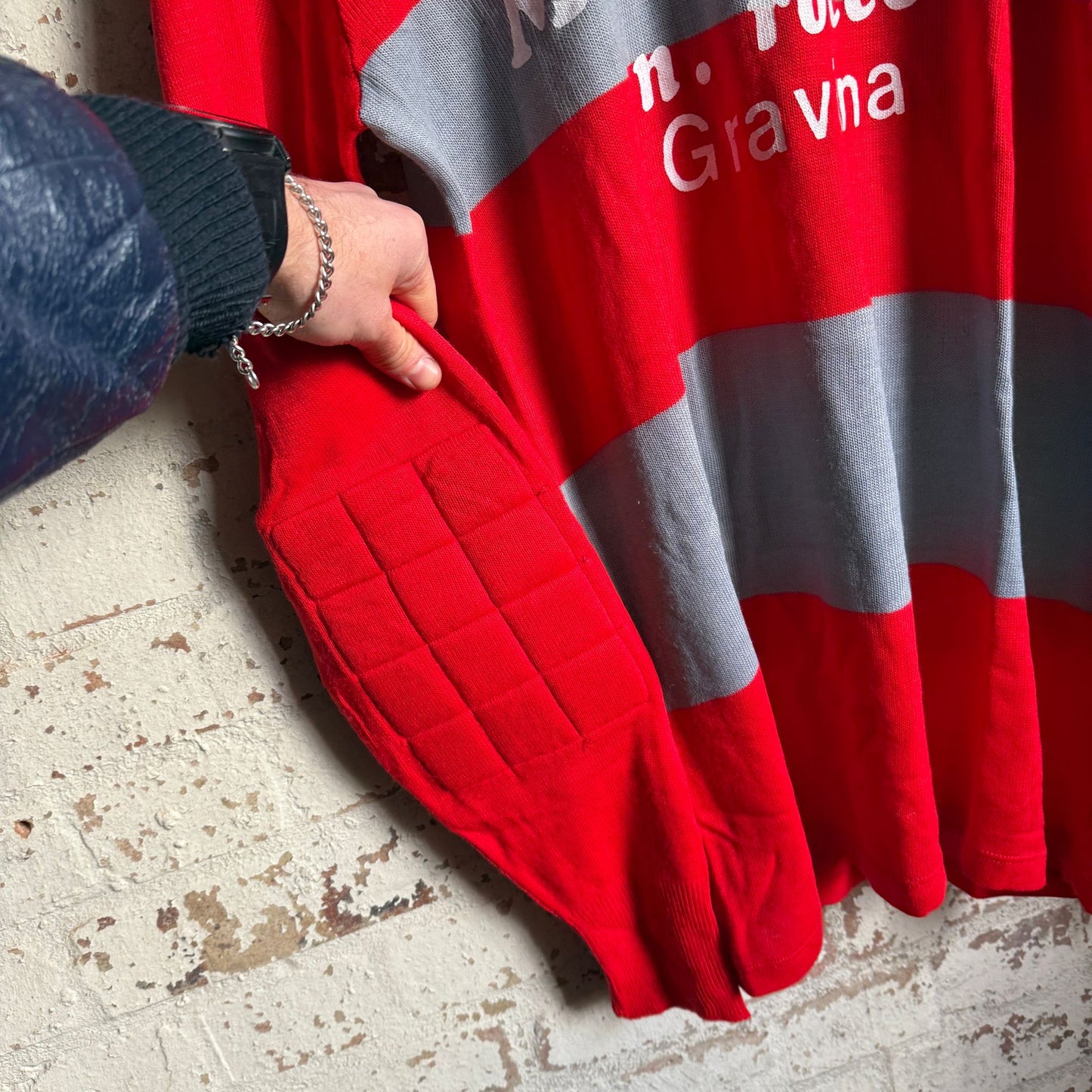 1970s Red and Grey Milan Club Football Template Long Sleeve Shirt