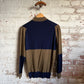 1970s Navy and Brown John Smedley Polo Shirt Top