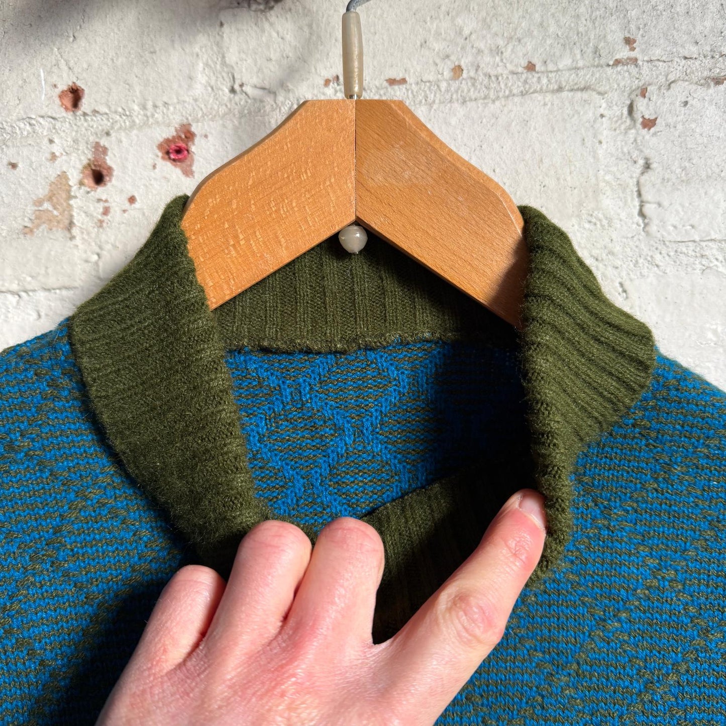 1960s Turquoise Wool Knitted Roll Neck Jumper
