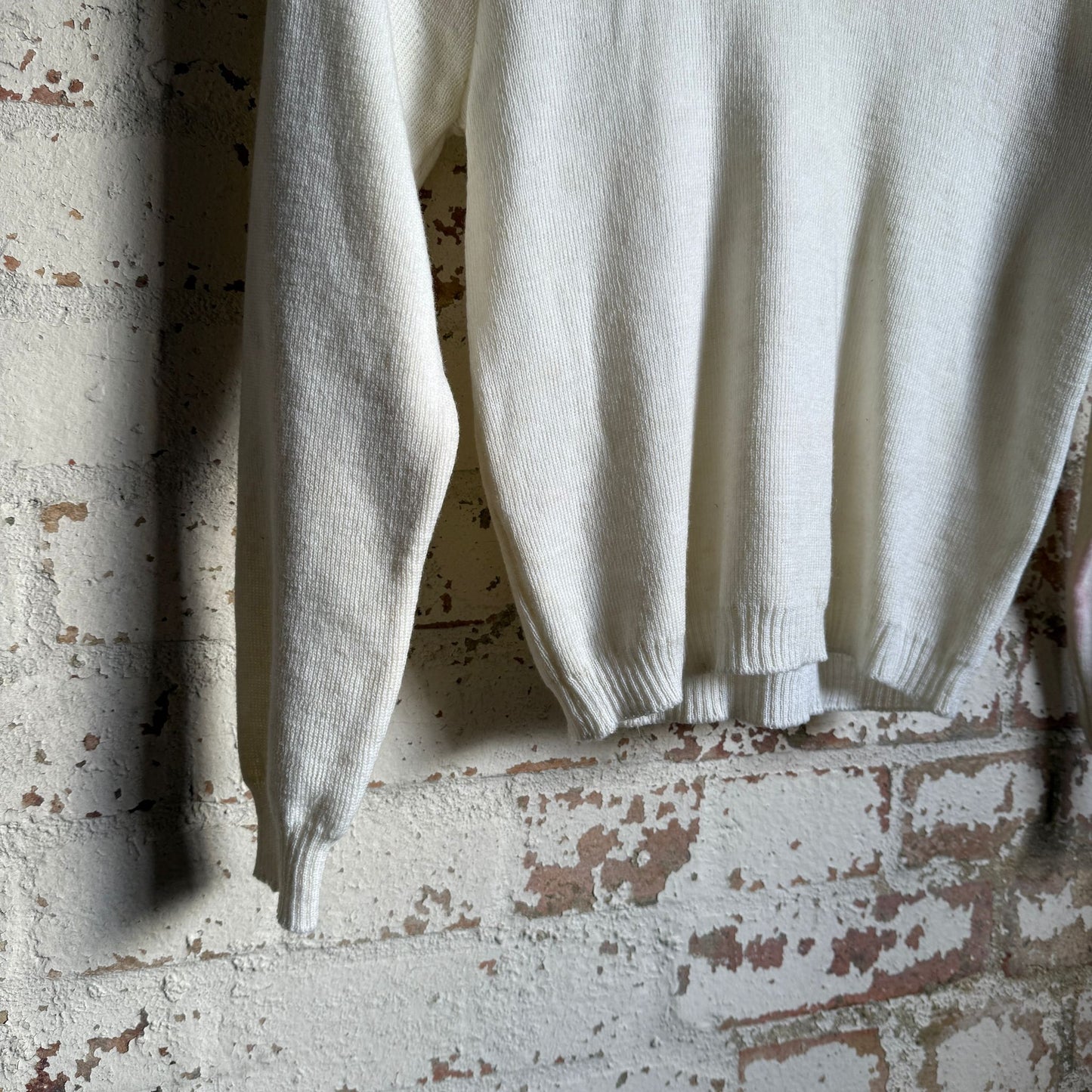 1950s White Wool Knitted Button Jumper