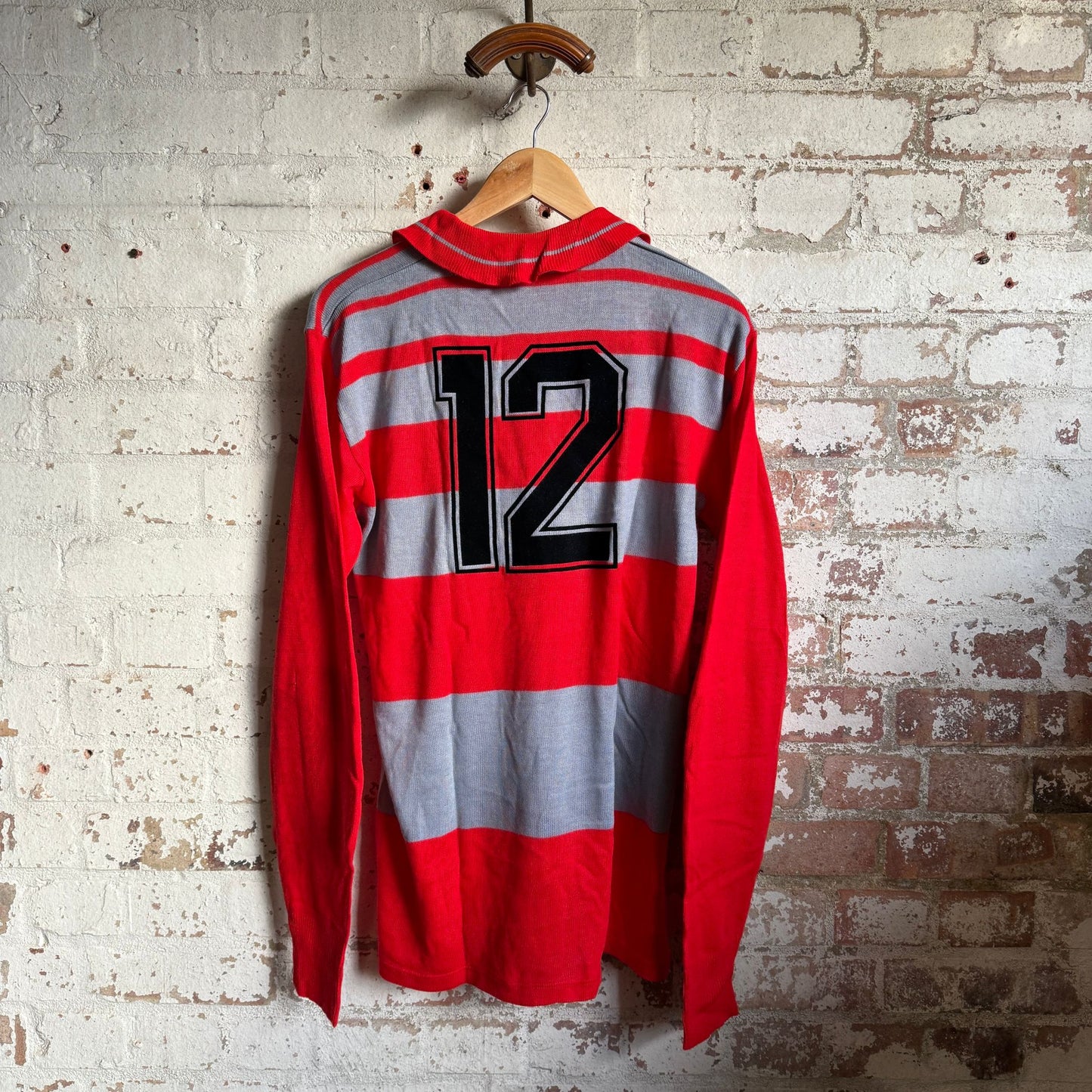 1970s Red and Grey Milan Club Football Template Long Sleeve Shirt