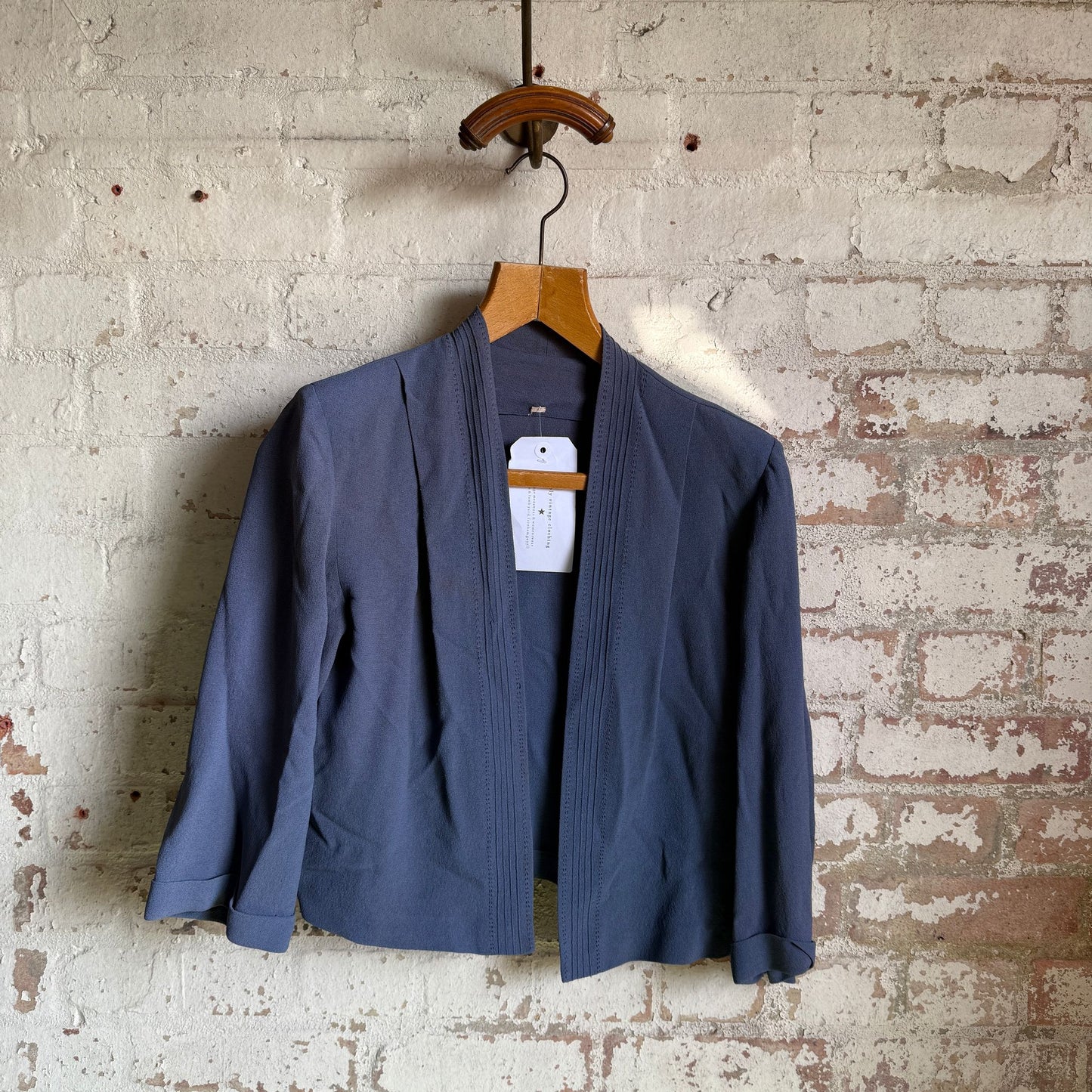 1940s Moss Crepe Blue Blouse Top