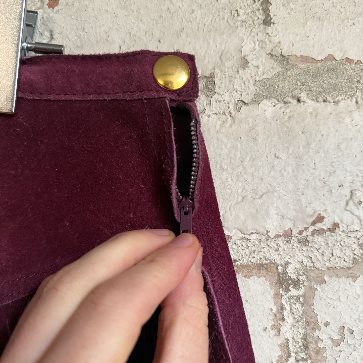 1970s Purple Tassel Western Suede Skirt