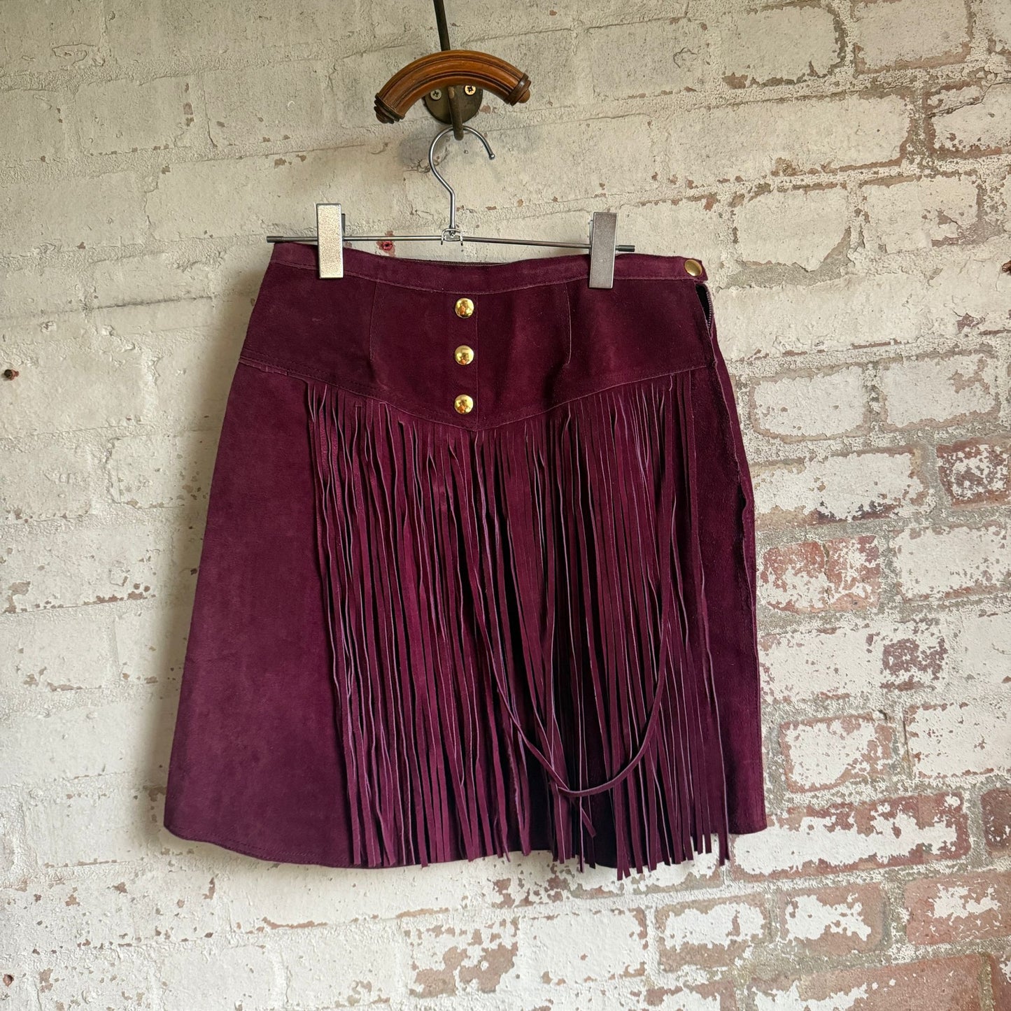 1970s Purple Tassel Western Suede Skirt