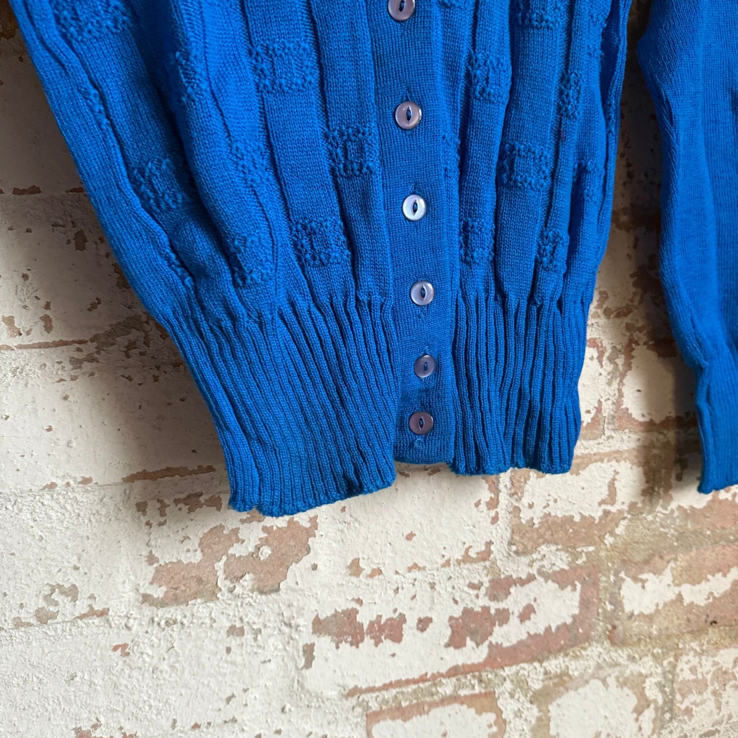 1950s Blue Knitted Wool Cardigan Jumper