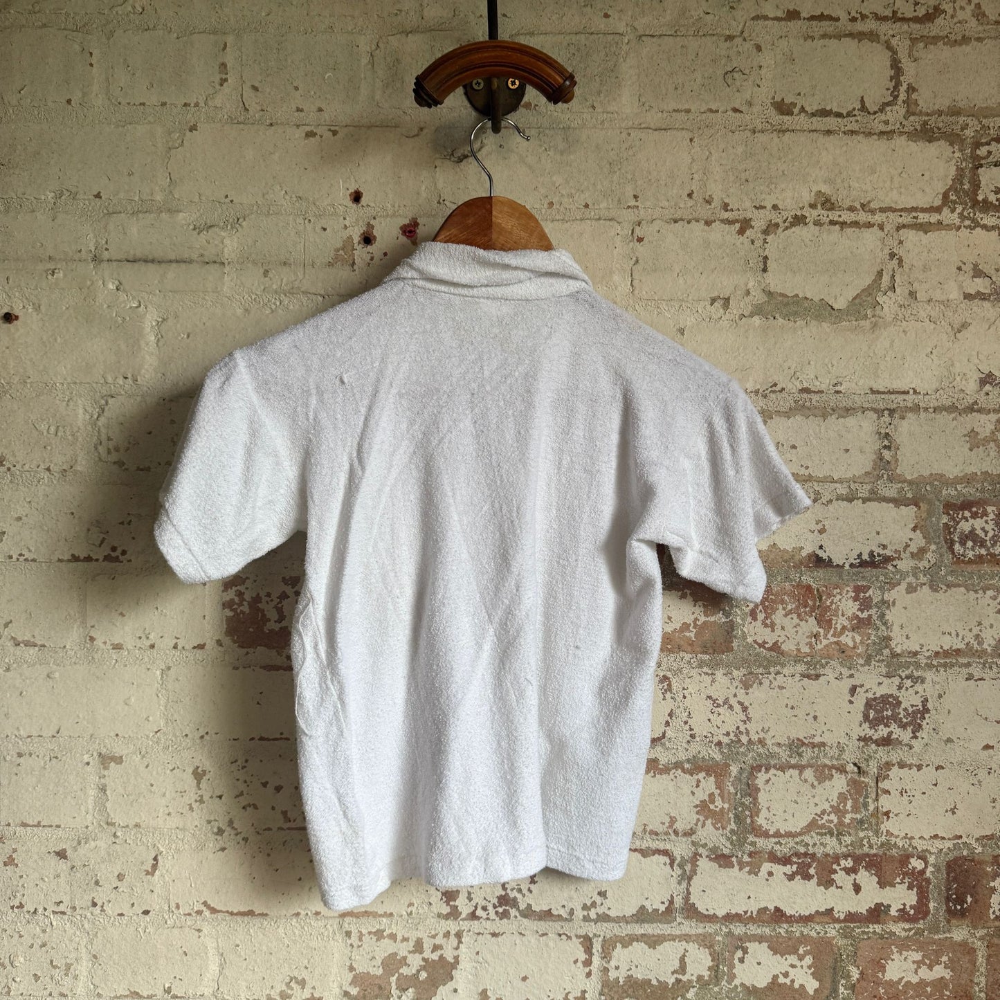 1970s White Zip Towelling T-shirt
