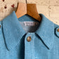 1970s Blue Italian Knitted Cardigan Shirt Jacket