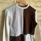 1960s White and Brown Knitted Jumper