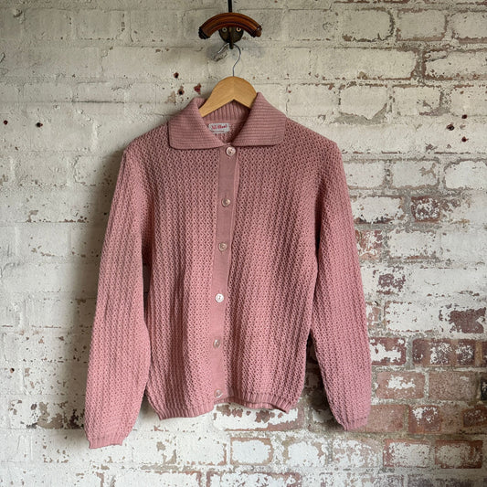 1960s Pink Knitted Cardigan Jumper