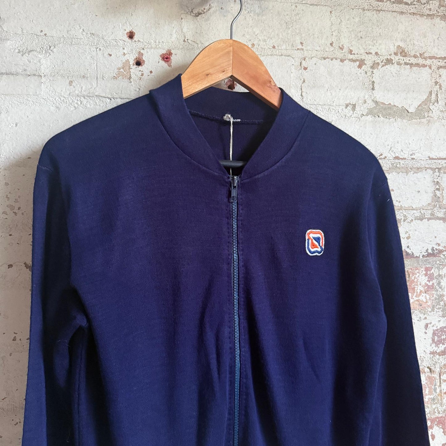 1980s Navy Zip Up Track Top Jumper