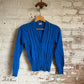 1950s Blue Knitted Wool Cardigan Jumper