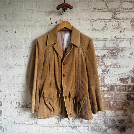 1970s Beige Corduroy Hornes Safari Jacket