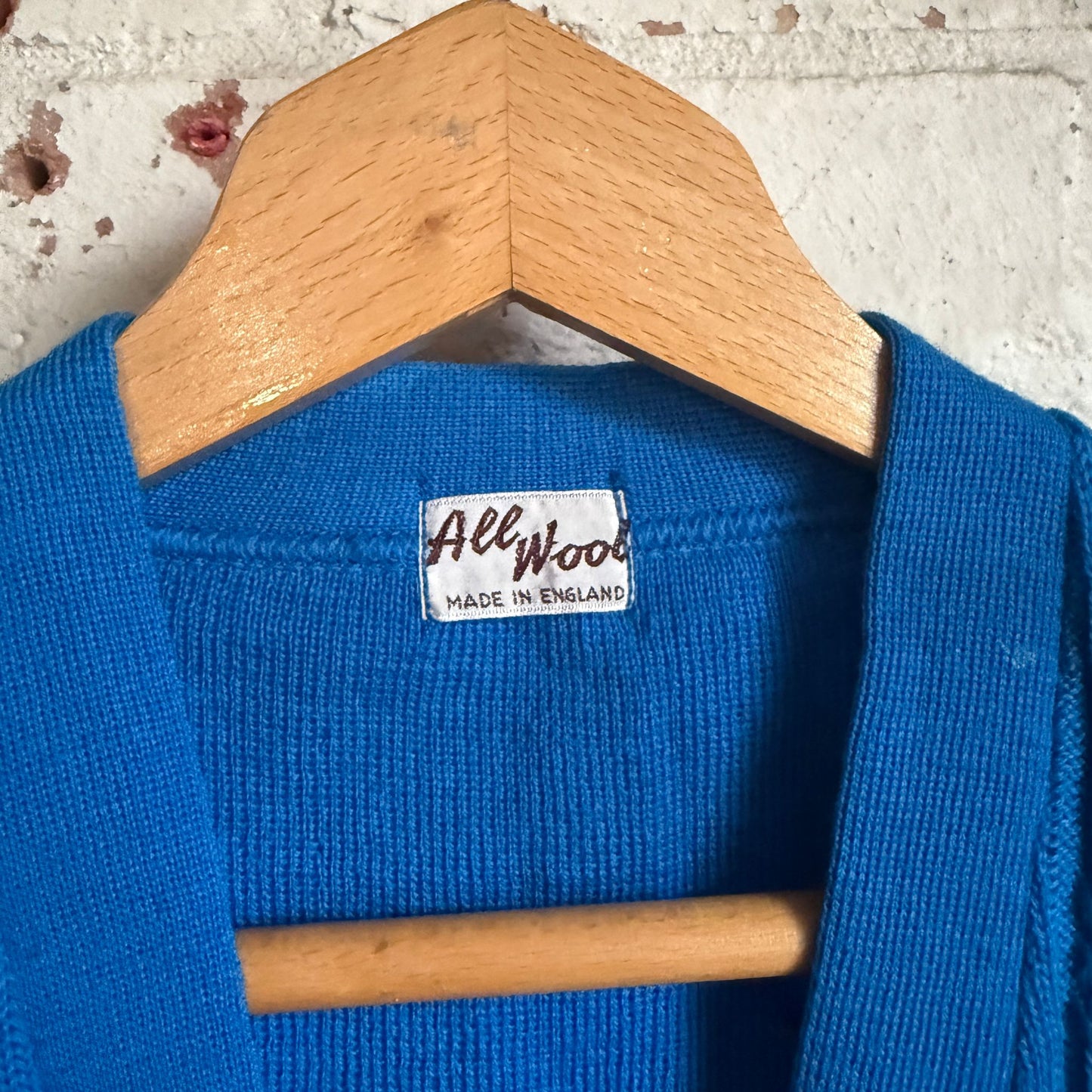 1950s Blue Knitted Wool Cardigan Jumper