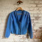 1960s Blue Wool Zip Cardigan Jumper