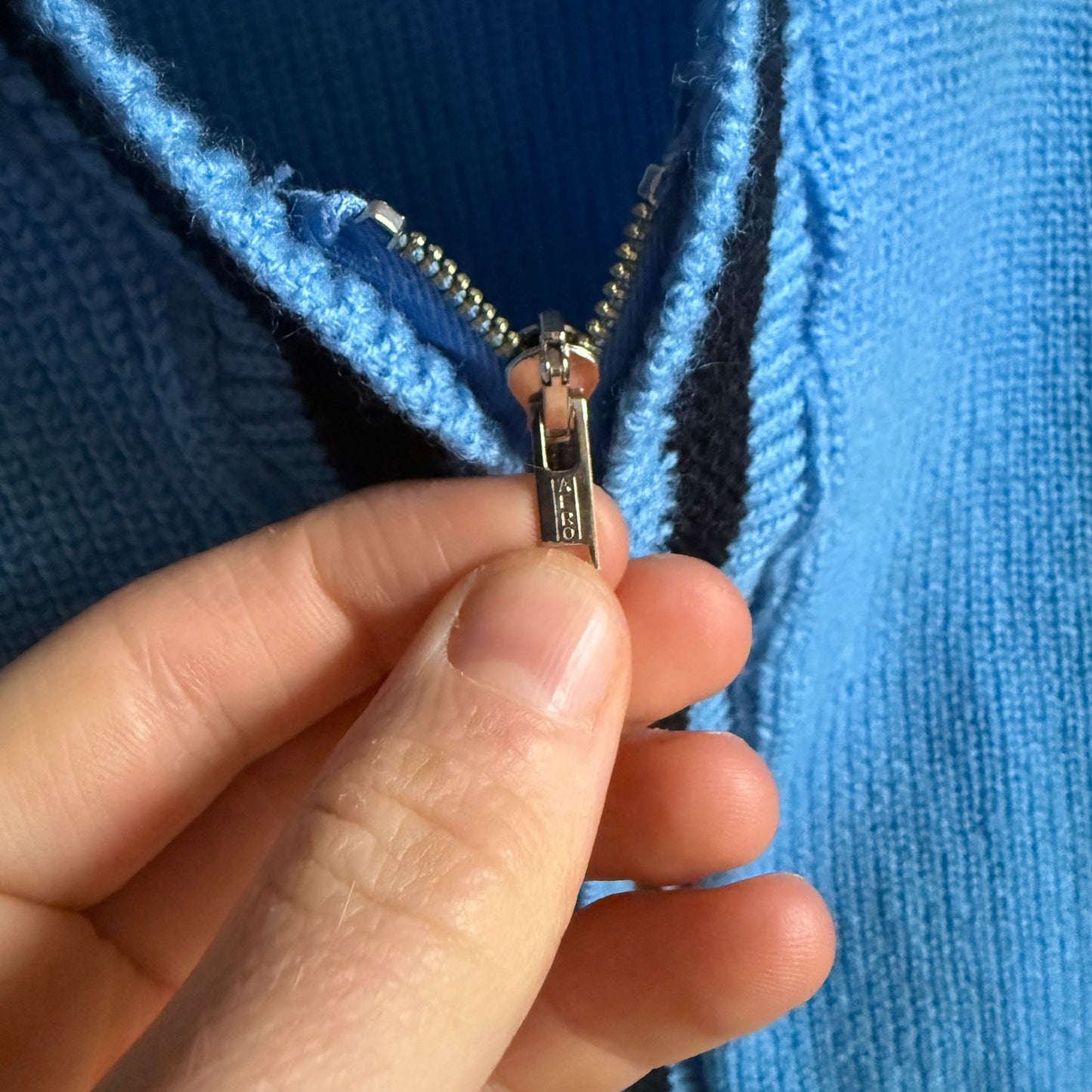 1960s Blue Wool Zip Cardigan Jumper