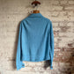 1970s Blue Italian Knitted Cardigan Shirt Jacket