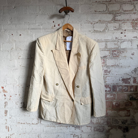 1980s Cream Double Breasted New man Blazer Jacket