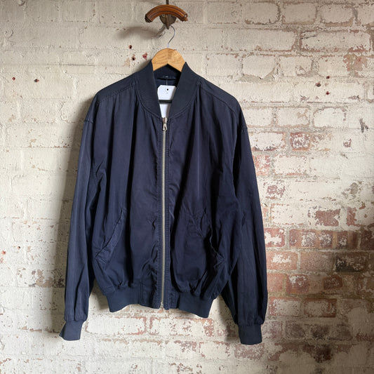 1990s Navy Cotton Hugo Boss Cotton Bomber Jacket