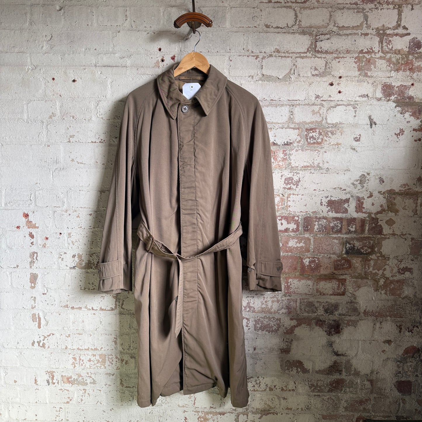 1940s British Military Gaberdine Belted Mac Jacket Coat