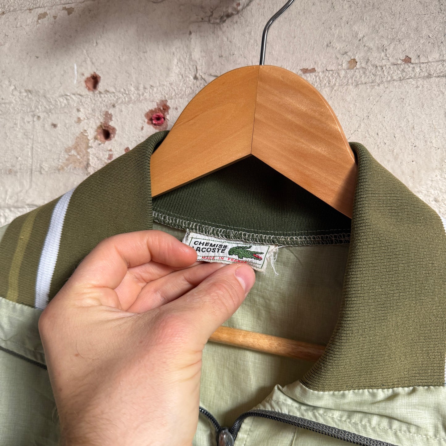 1980s Light Green Chemise Lacoste Harrington Jacket Coat