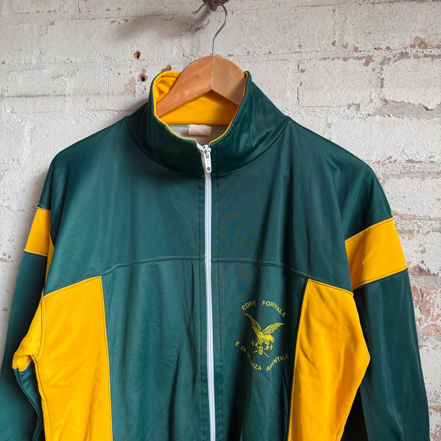 1980s Green and Yellow Zip Track Top