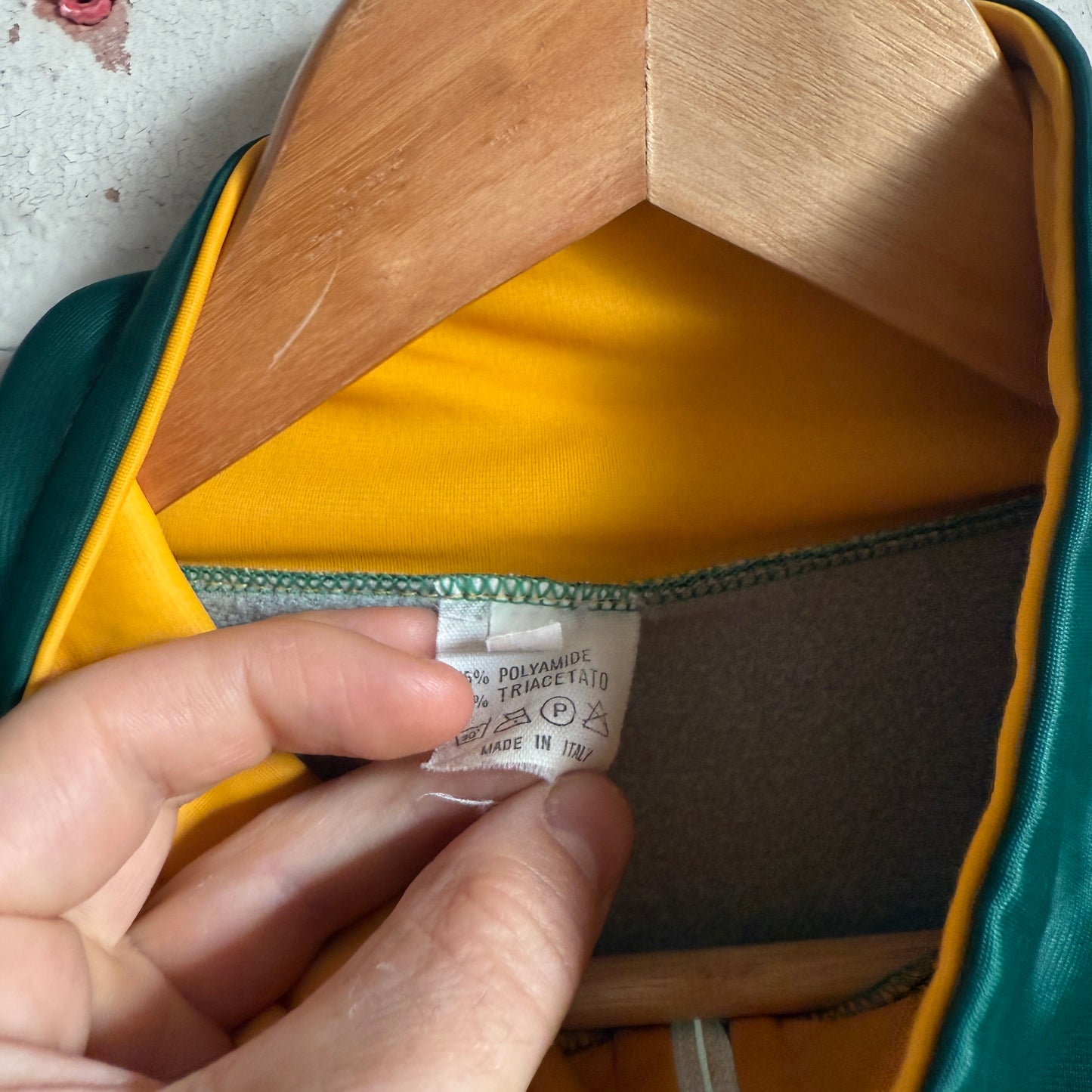 1980s Green and Yellow Zip Track Top