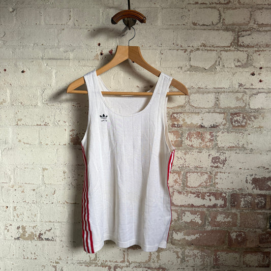 1980s White Adidas Sports Vest Top