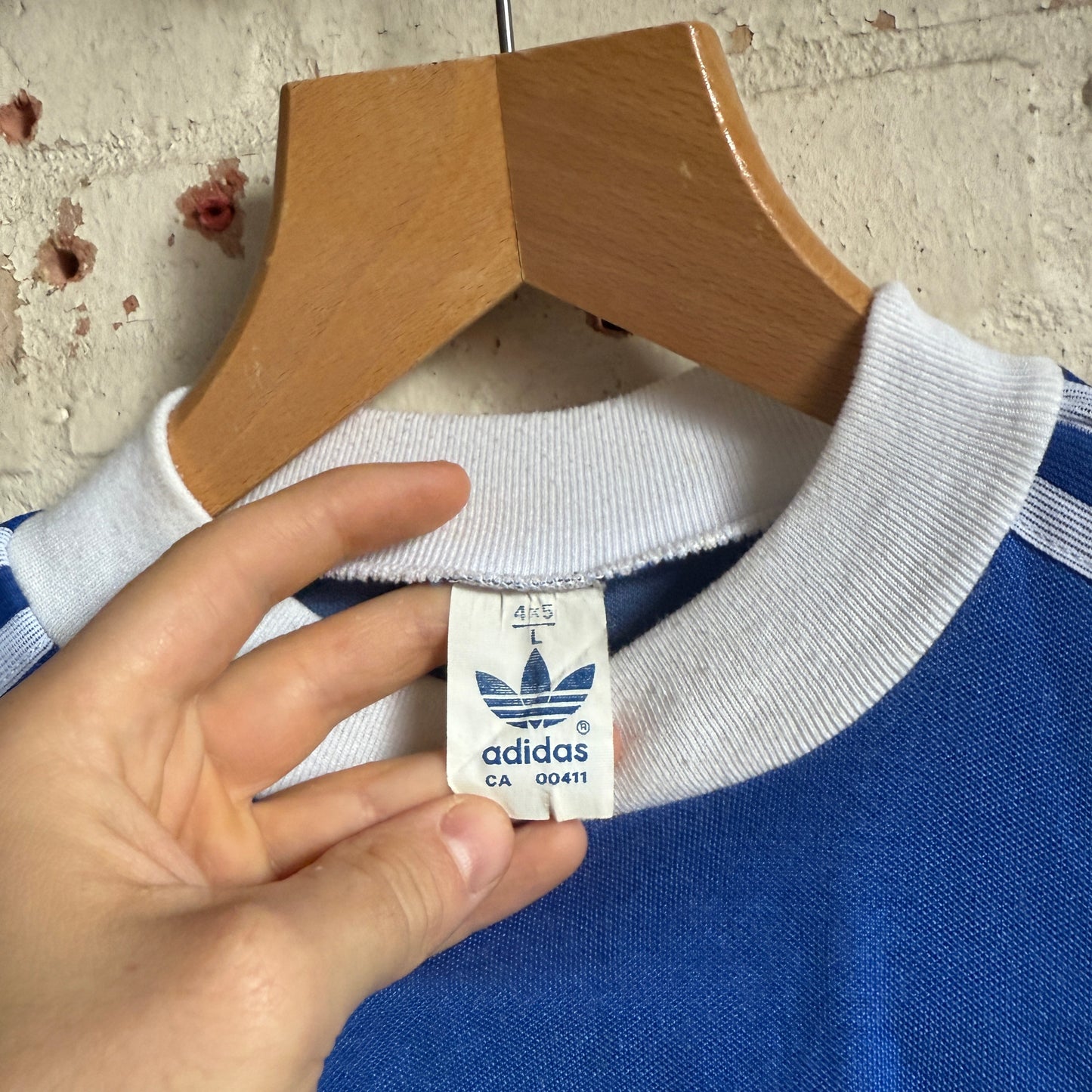 1980s Blue Adidas Ventex Template Long Sleeve Top
