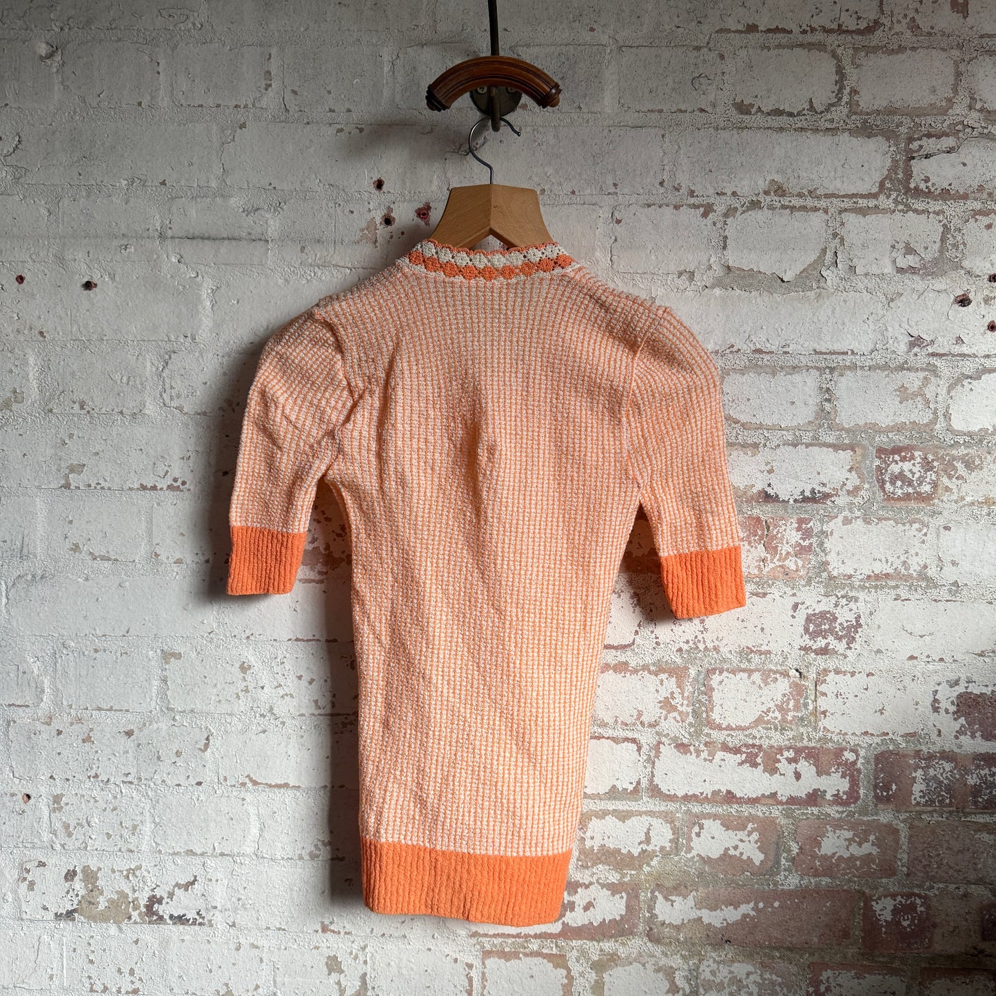 1970s Orange Knitted Blouse Shirt Top