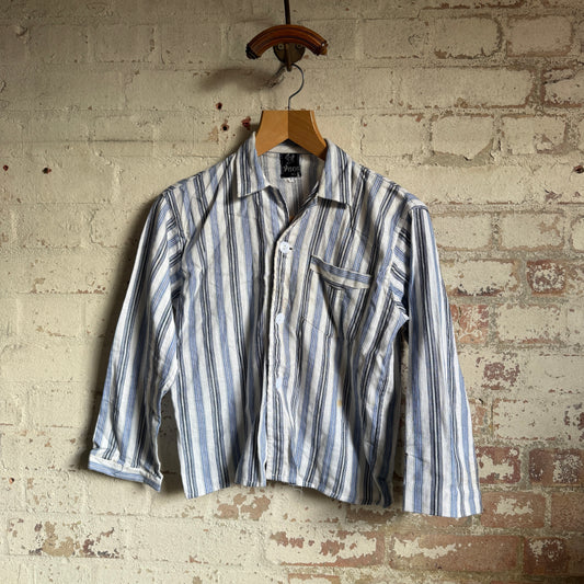 1970s Striped British Pyjama Button Shirt
