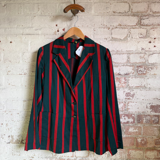 1940s Green and Red Striped Boating College Suit Blazer