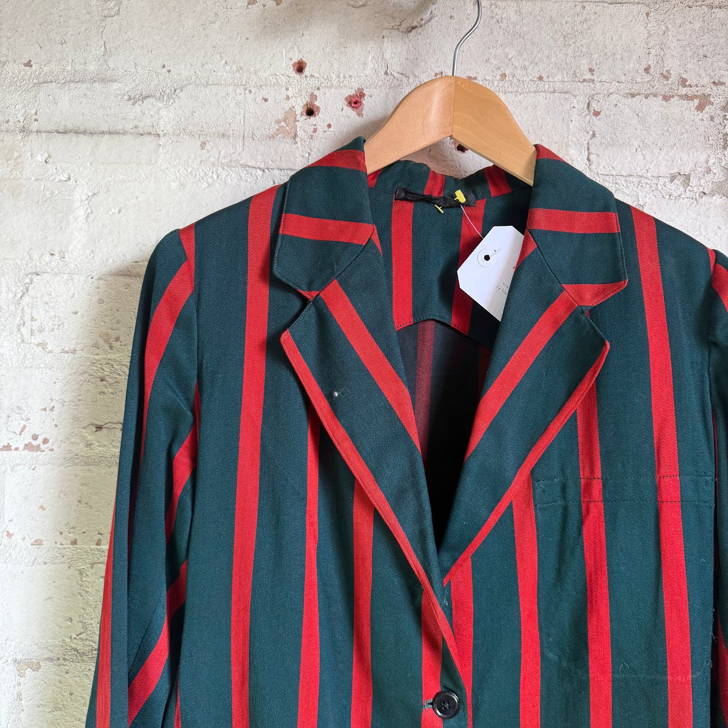 1940s Green and Red Striped Boating College Suit Blazer