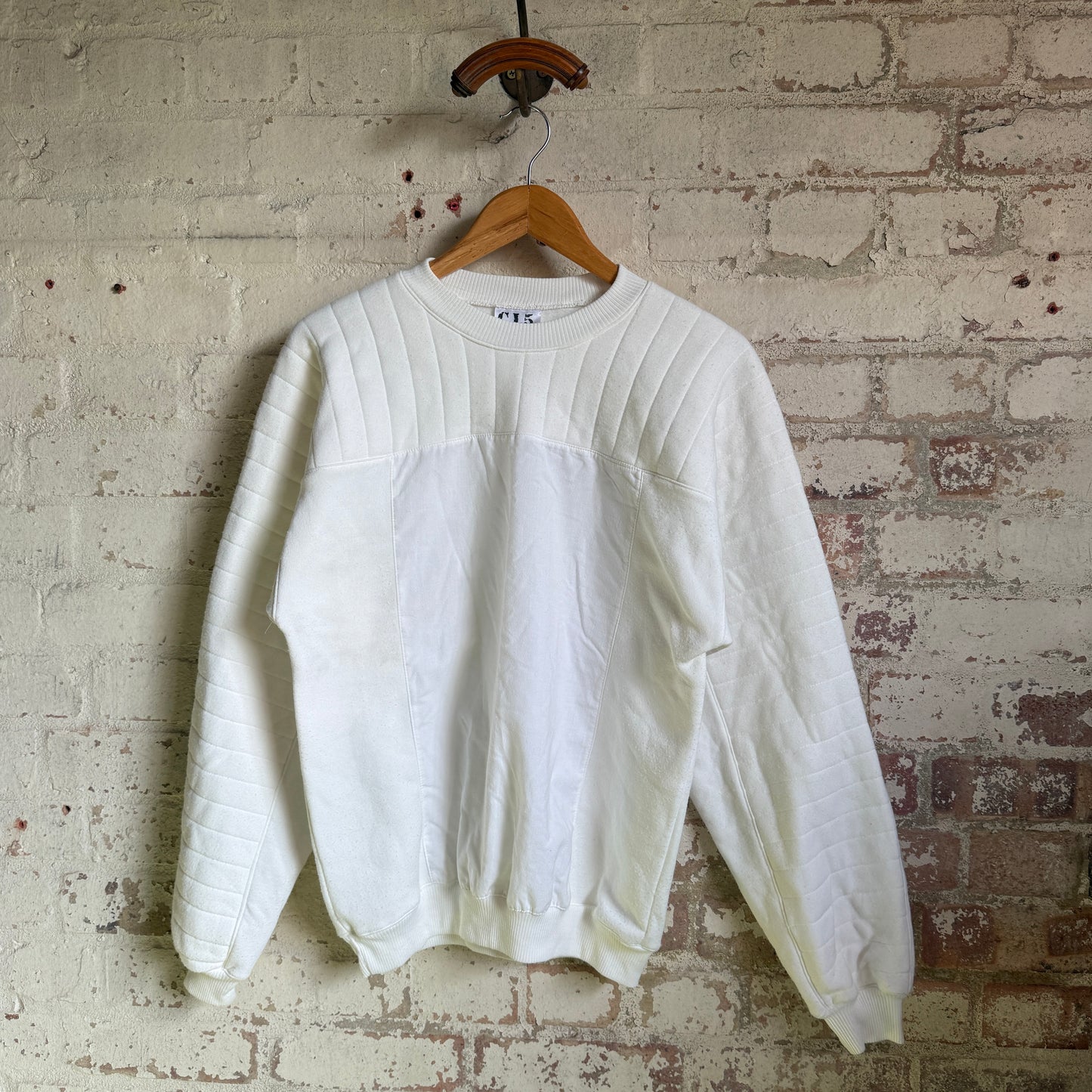 1980s White Padded Design Sweatshirt
