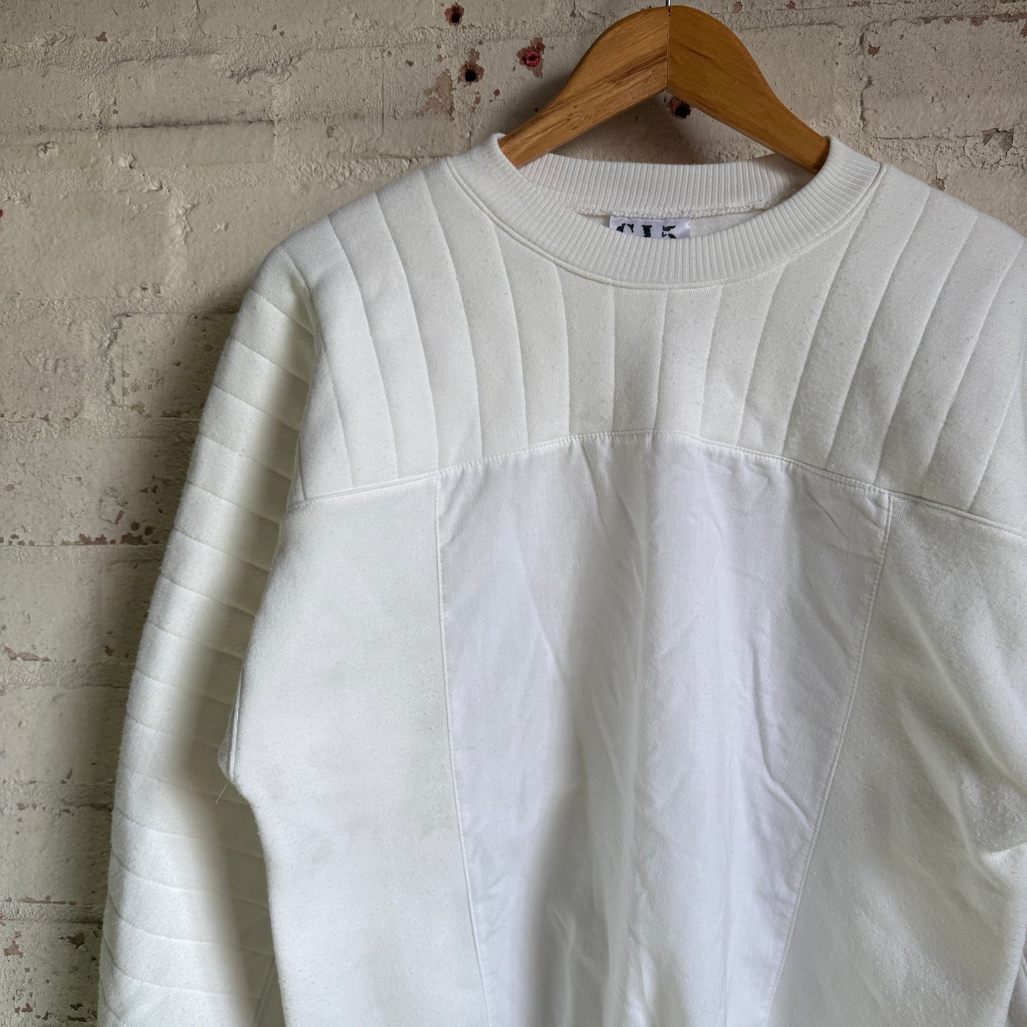 1980s White Padded Design Sweatshirt