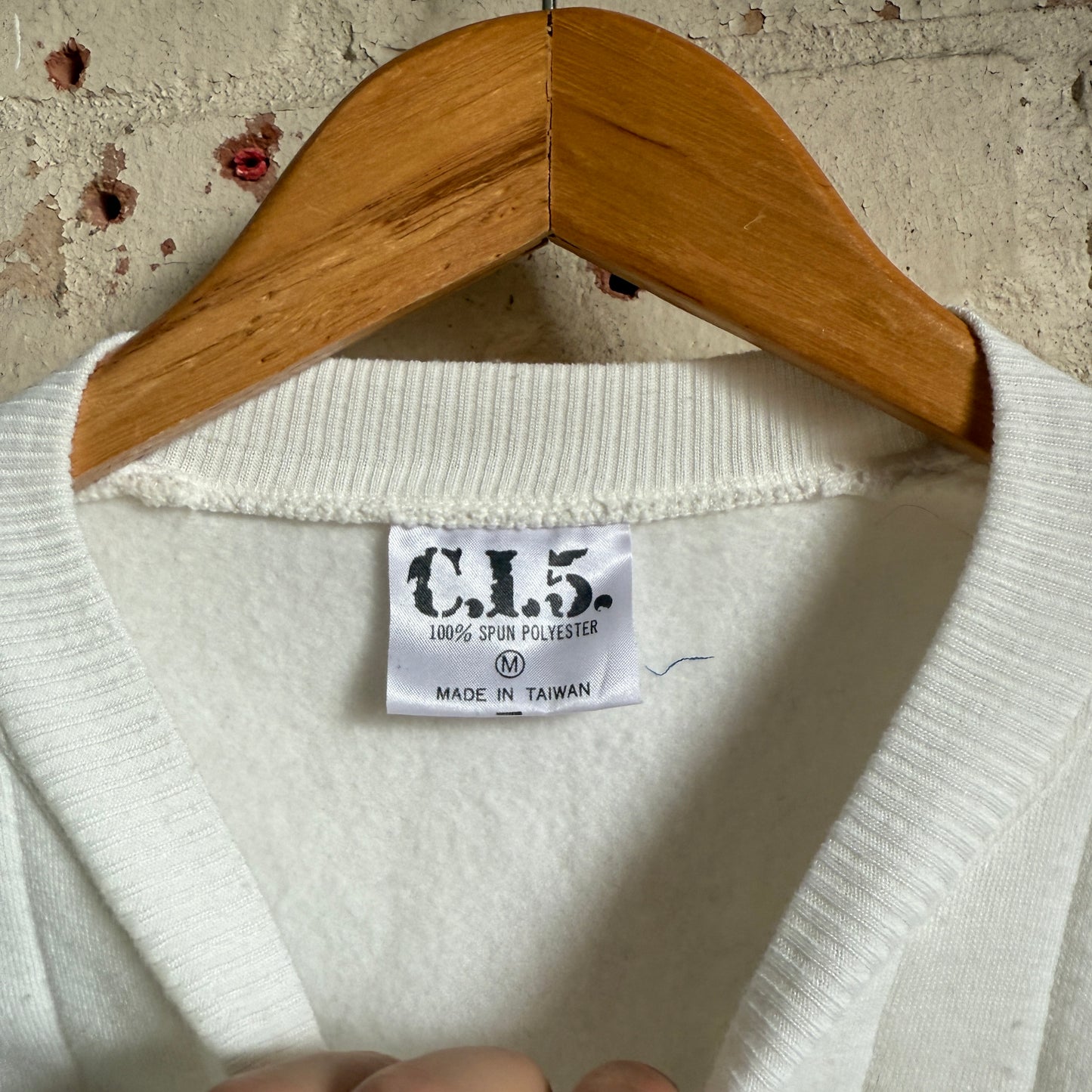 1980s White Padded Design Sweatshirt