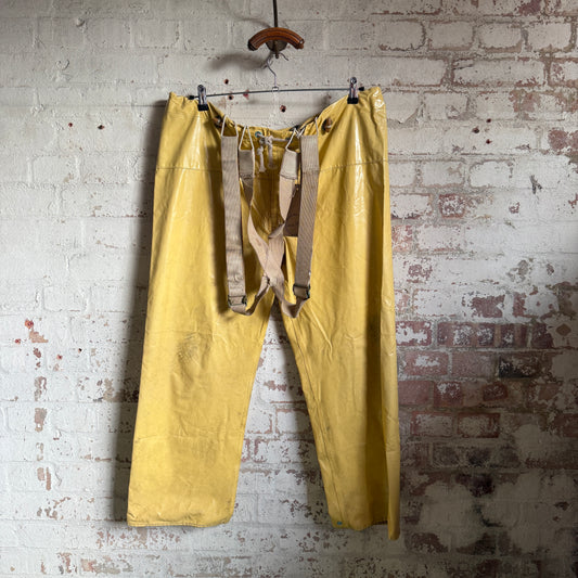 1950s Yellow PVC Sailor Overalls Trousers