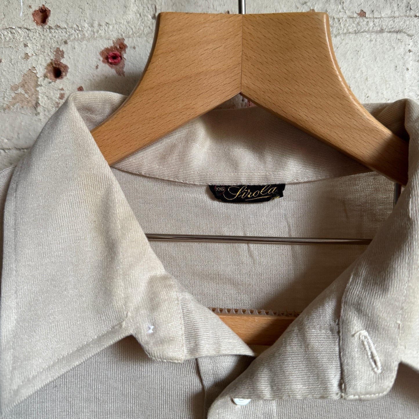 1970s Beige Italian Polo Shirt Top